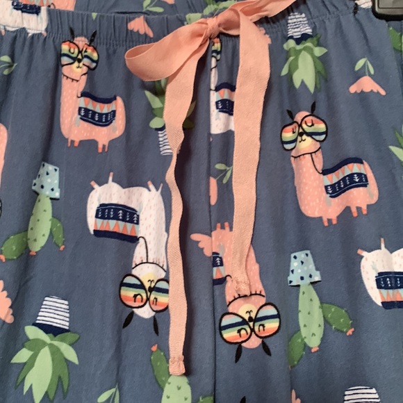 Bobbie brooks sleepwear pj pants size small blue with llama and cactus design - Picture 5 of 5